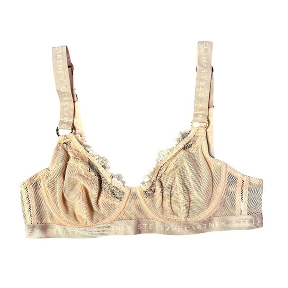Stella McCartney Lace & Mesh Underwire Bra 36A Nude Pink Adjustable Straps New - Picture 1 of 7